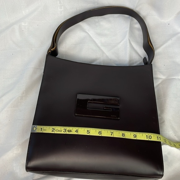 Vintage Gucci Structured Sleek Dark Brown Leather Shoulder Bag Tom Ford Square G - Picture 13 of 17